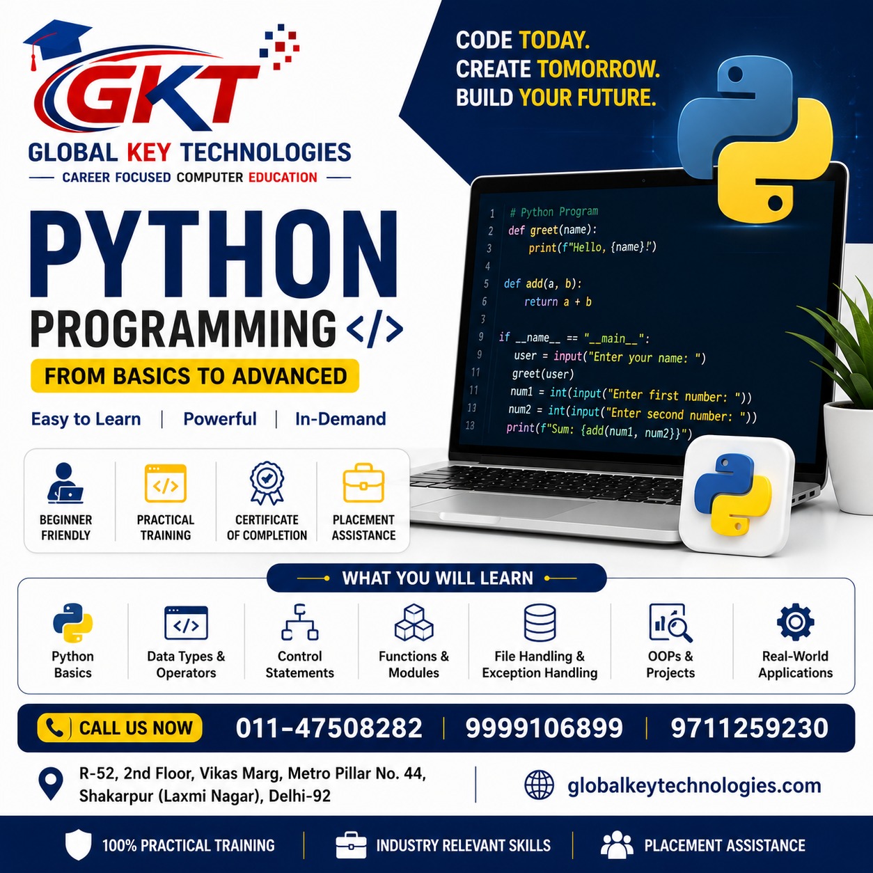 Python Training in Laxmi Nagar | Global Key Technologies
