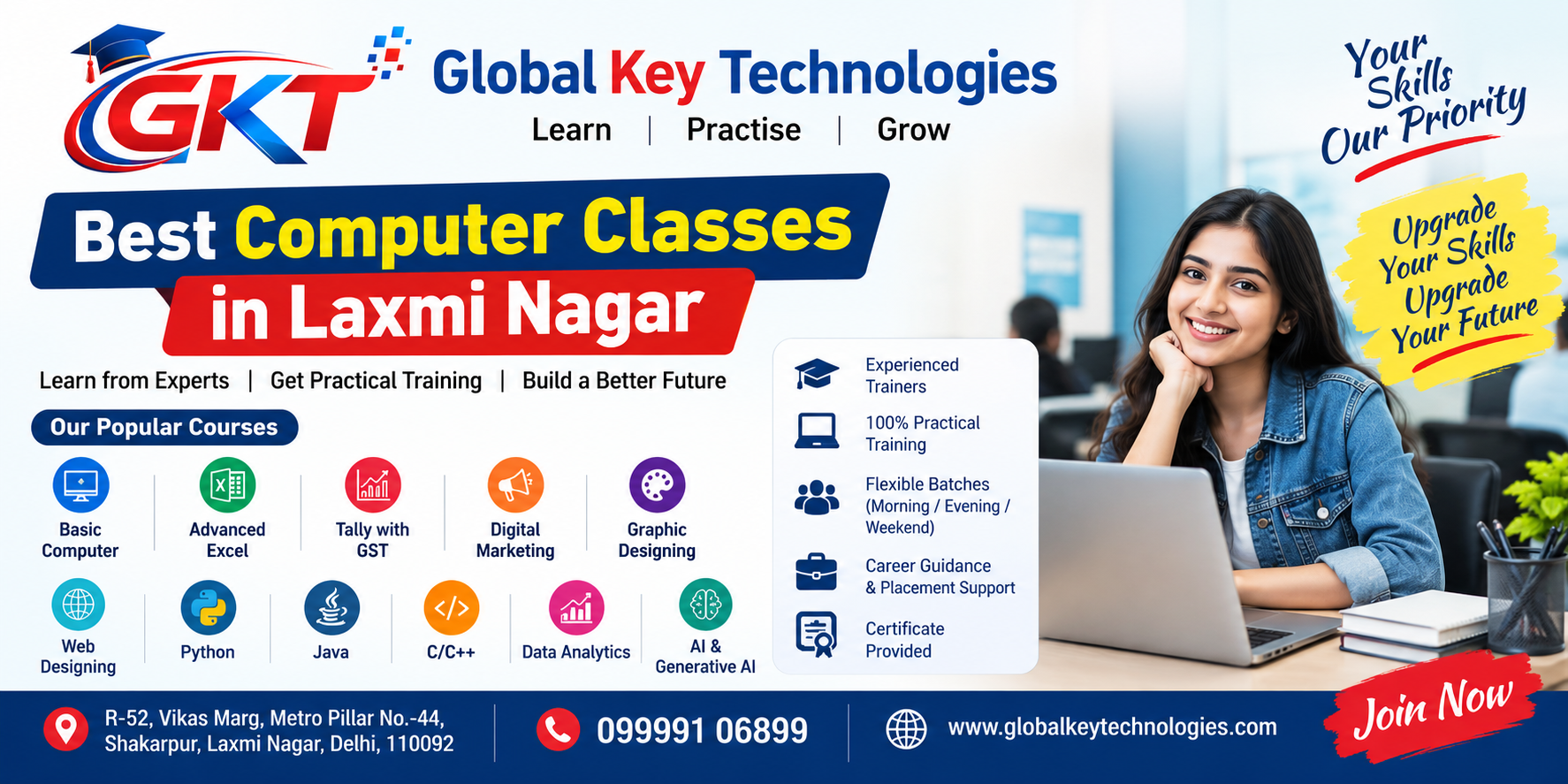 Best Computer Classes in Laxmi Nagar – Global Key Technologies
