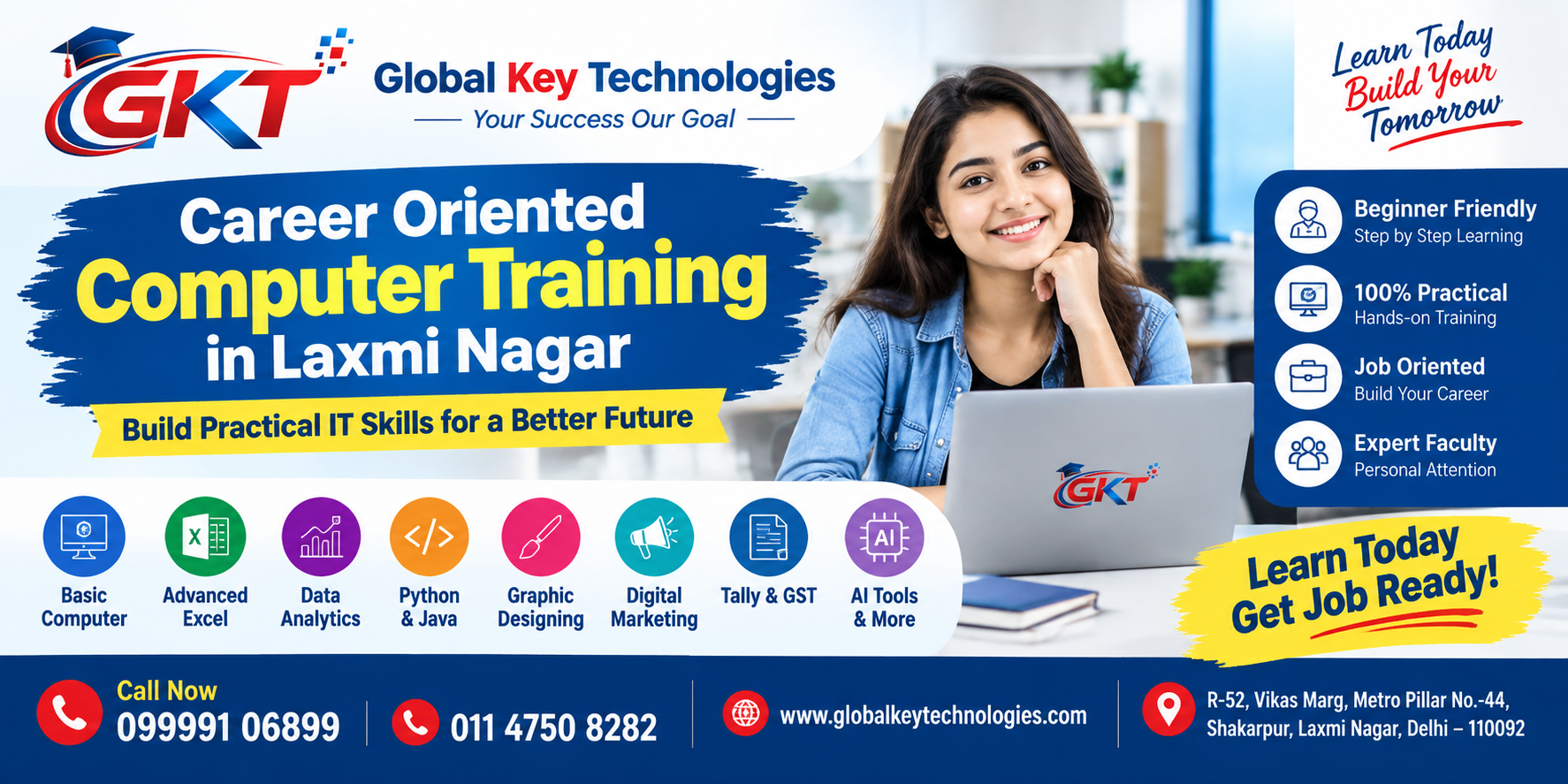 Career Oriented Computer Training in Laxmi Nagar at Global Key Technologies