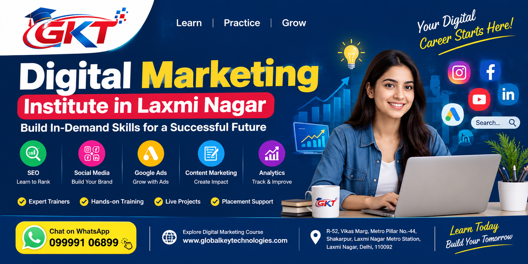 Digital Marketing Institute in Laxmi Nagar at Global Key Technologies
