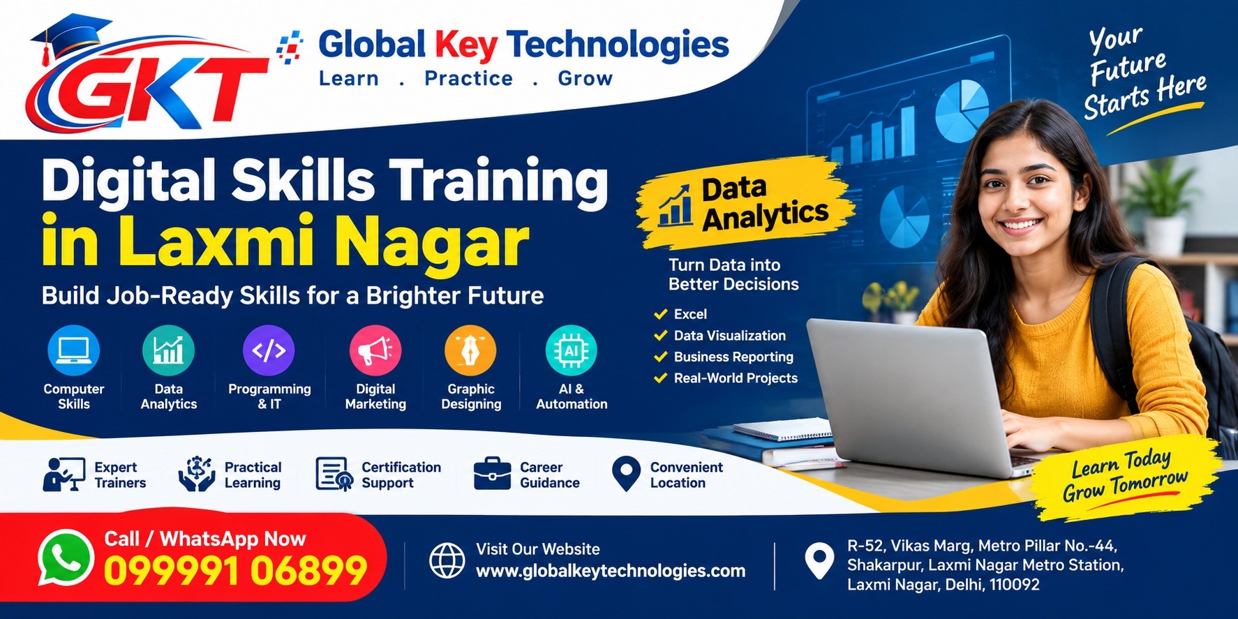 Digital Skills Training in Laxmi Nagar at Global Key Technologies
