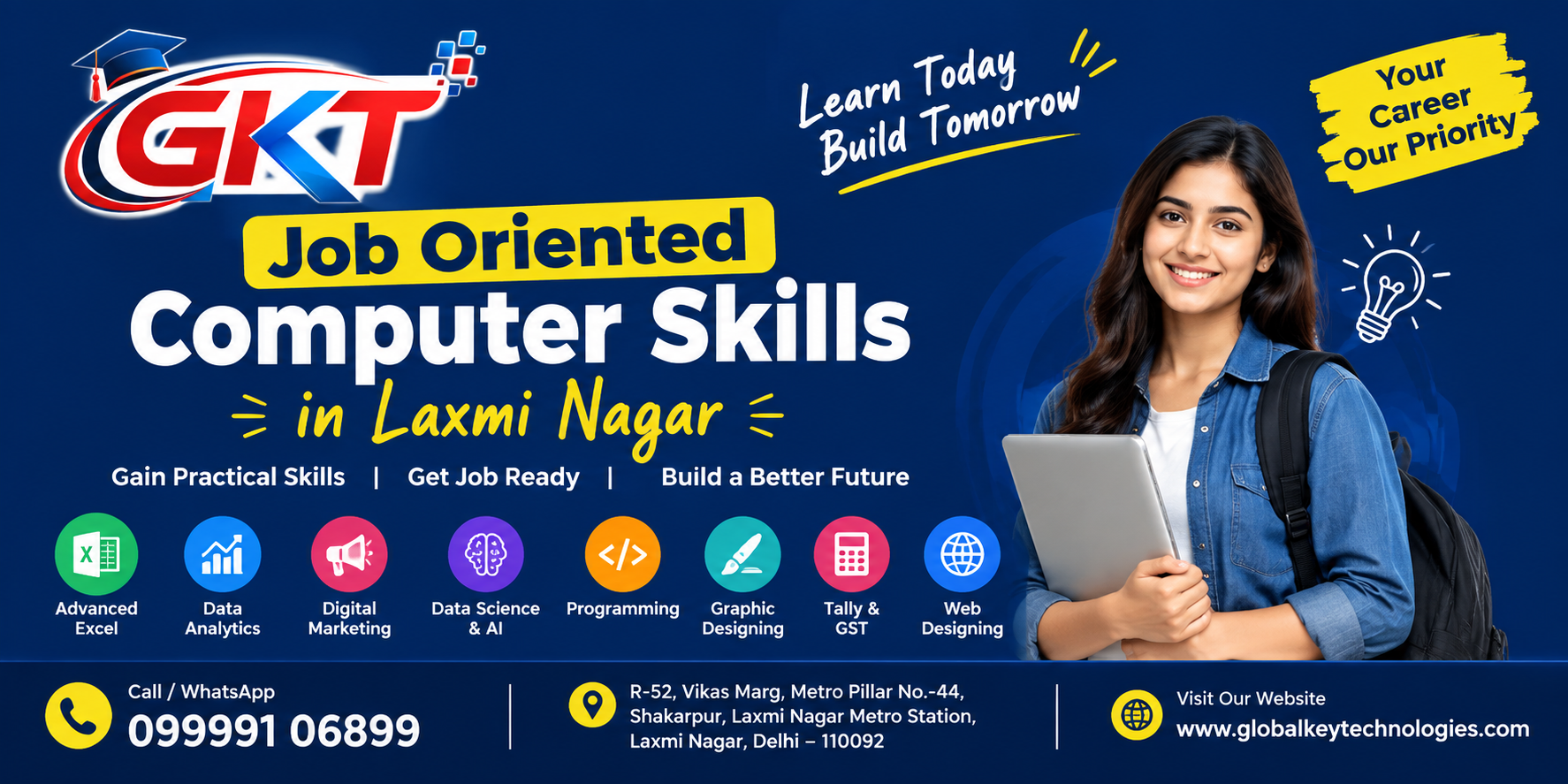 Job Oriented Computer Skills in Laxmi Nagar at Global Key Technologies