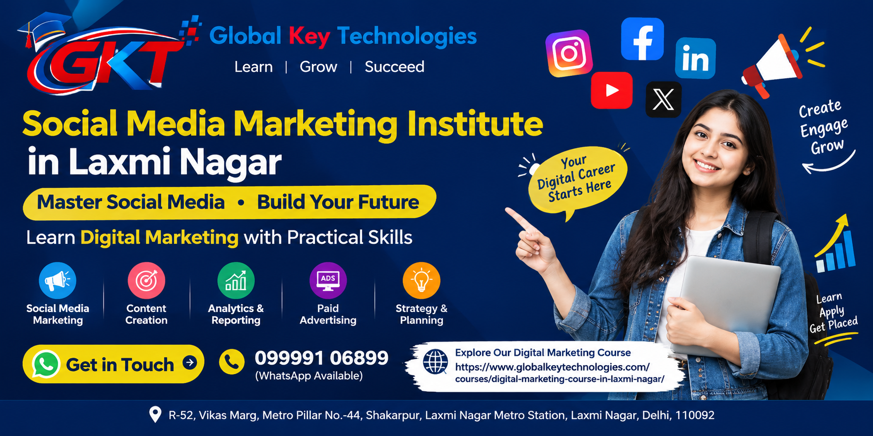 Social Media Marketing Institute in Laxmi Nagar - Global Key Technologies