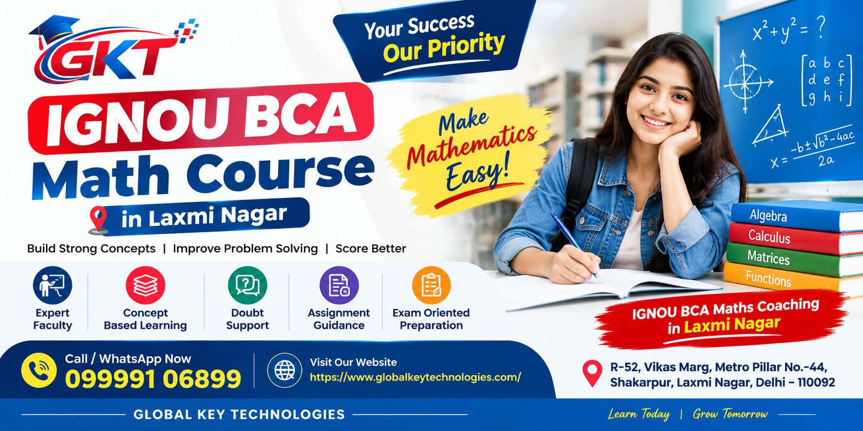 IGNOU BCA Math Course in Laxmi Nagar at Global Key Technologies