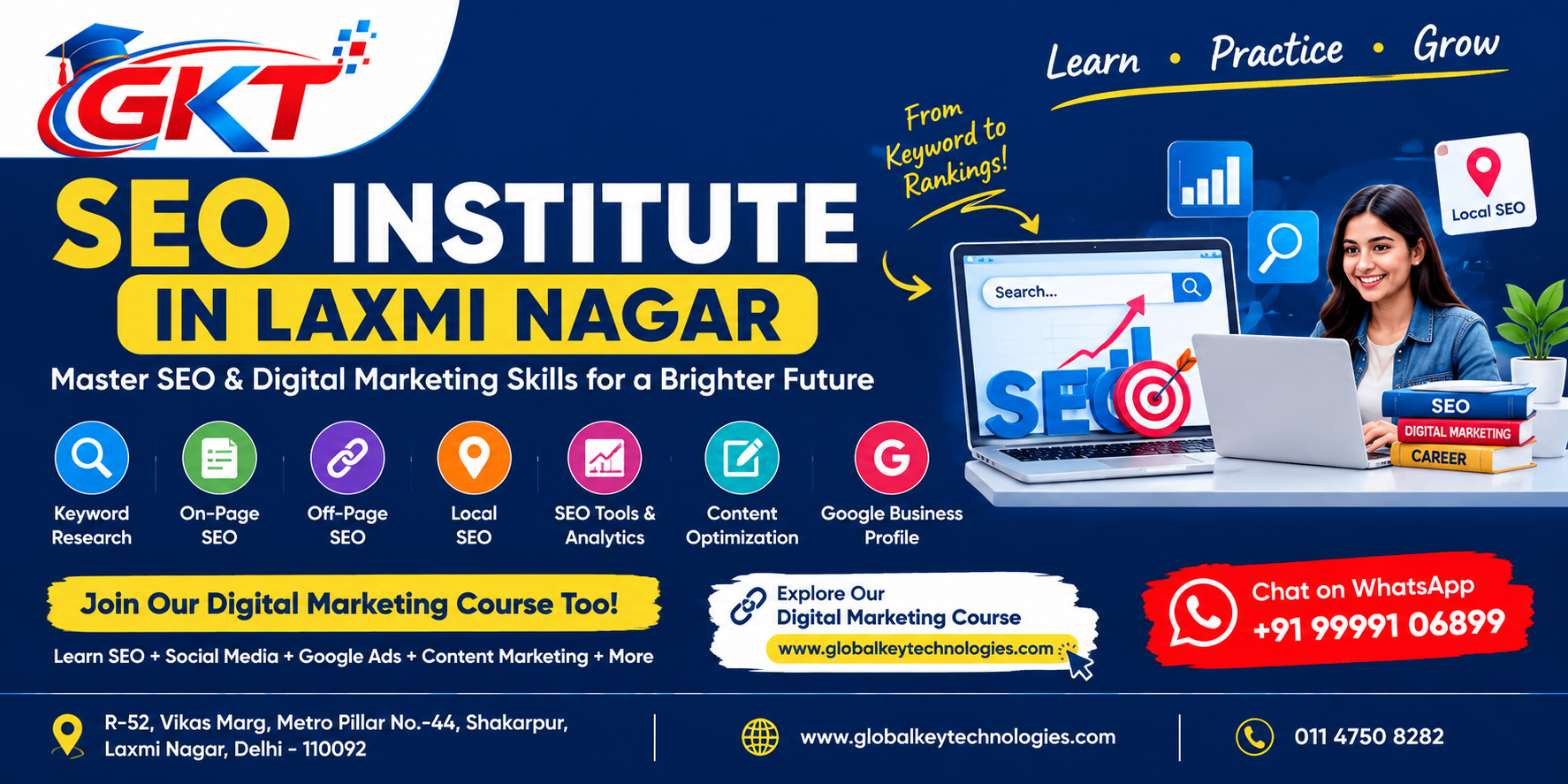 SEO Institute in Laxmi Nagar at Global Key Technologies